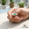 Natural Oval Emerald & Diamond Vintage Ring in 14k Gold - Art Deco Emerald Engagement Ring