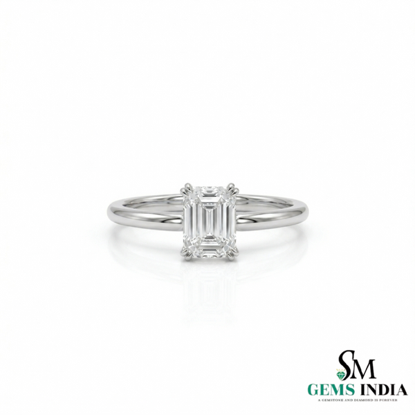 Timeless Emerald Cut Lab Grown Diamond Ring - Elegant Solitaire Engagement Jewelry