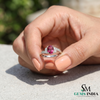 Natural Pink Tourmaline & Diamond Ring - Oval Cut Tourmaline Engagement Ring