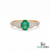 Natural Oval Emerald & Diamond Vintage Ring in 14k Gold - Art Deco Emerald Engagement Ring