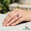 Natural Pink Tourmaline & Diamond Ring - Oval Cut Tourmaline Engagement Ring