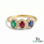 Oval Multi Sapphire And Diamond Halo Three Stone Ring - Fine Jewelry Gift for Women