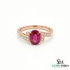 Natural Pink Tourmaline & Diamond Ring - Oval Cut Tourmaline Engagement Ring