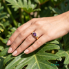 Natural Amethyst & Diamond Bezel Set Ring - Oval Gemstone Promise Ring for Her