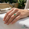 Oval Cut Emerald and Diamond Engagement Ring - Minimalist Fine Jewelry Gift