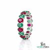 Ruby & Emerald Eternity Band Ring – Oval Gemstone Stackable Wedding Band
