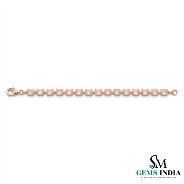 Oval Morganite Bracelet for Women - Birthday Gift for Her