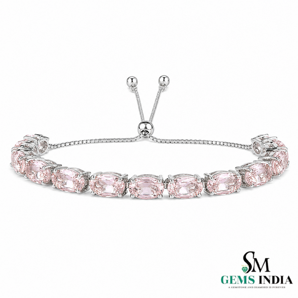 Natural Morganite Bracelet - Adjustable Bolo Design