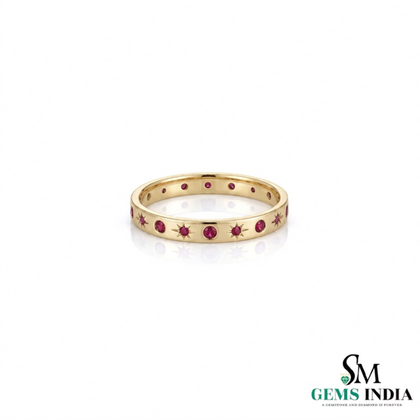 Ruby Starburst Eternity Band Ring -Minimal Vintage Inspired Fine Jewelry Gift