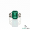 Emerald Cut Emerald Cocktail Ring with Diamond Accents - Vintage Statement Ring