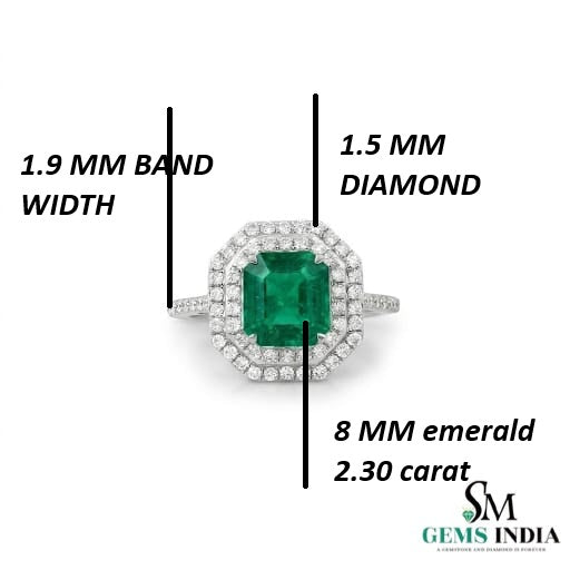 Achteckiger Verlobungsring mit natürlichem Smaragd und Diamanten, Jubiläumsgeschenkring
