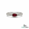 Pear Shape Red Ruby Ring with Milgrain Setting - July Birthstone RIng