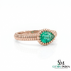 2 Karat Herzform-Smaragd- und Diamantring aus 14 Karat Gold, Smaragd-Verlobungsring