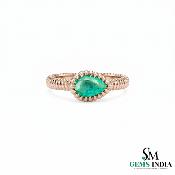 2 Karat Herzform-Smaragd- und Diamantring aus 14 Karat Gold, Smaragd-Verlobungsring