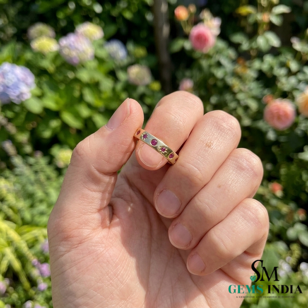 Ruby Starburst Eternity Band Ring -Minimal Vintage Inspired Fine Jewelry Gift