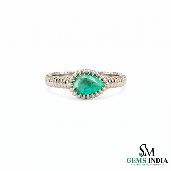 2 Karat Herzform-Smaragd- und Diamantring aus 14 Karat Gold, Smaragd-Verlobungsring