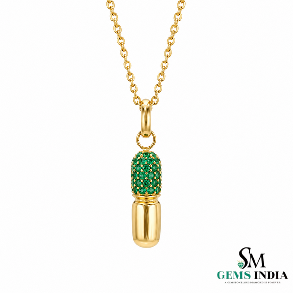 Luxury Emerald Capsule Pendant - Elegant Everyday Pendant