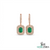 Emerald Cut Emerald & Diamond Halo Drop Earrings - Gift For Her