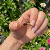 Pear Shape Red Ruby Ring with Milgrain Setting - July Birthstone RIng