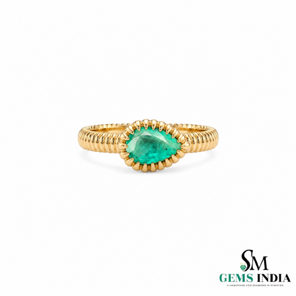 2 Karat Herzform-Smaragd- und Diamantring aus 14 Karat Gold, Smaragd-Verlobungsring