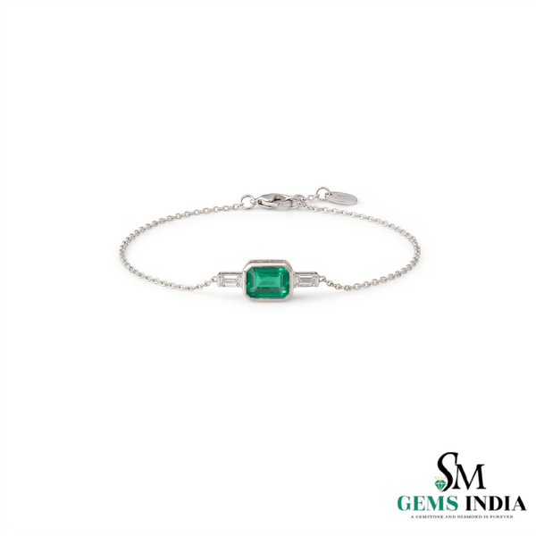 Emerald Cut Emerald Diamond Bracelet - Luxury Birthstone Jewelry