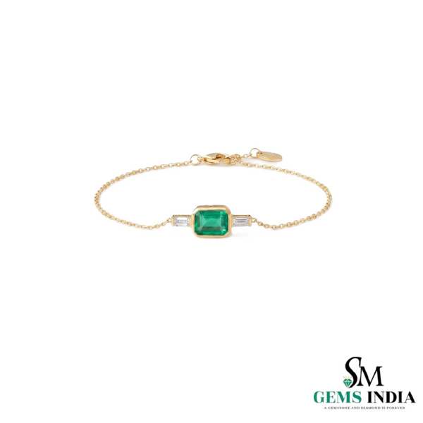 Emerald Cut Emerald Diamond Bracelet - Luxury Birthstone Jewelry