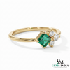 Emerald and Diamond Cluster Ring – Princess Cut Emerald Gold Ring
