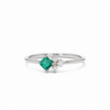Emerald and Diamond Cluster Ring – Princess Cut Emerald Gold Ring