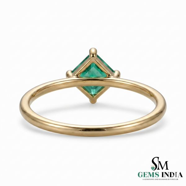 Octagon Cut Emerald Solitaire Ring in 14k Gold – Minimalist Ring