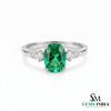 1.20 carat Oval Cut Natural Emerald and Diamond Trio Ring for Women Engagement Ring