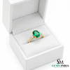 1.20 carat Oval Cut Natural Emerald and Diamond Trio Ring for Women Engagement Ring