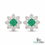 1.60 carat Daisy Flower Stud Earrings in Gold with Natural Emerald-Green Stone