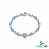 Round Natural Aquamarine Bracelet for Women - March Birthstone Gift