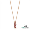Round Natural Ruby & Baguette Diamond Statement Pendant for Women