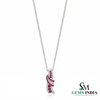 Round Natural Ruby & Baguette Diamond Statement Pendant for Women