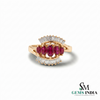 Ruby and Baguette Diamond Cocktail Ring - Fine Jewelry for Women