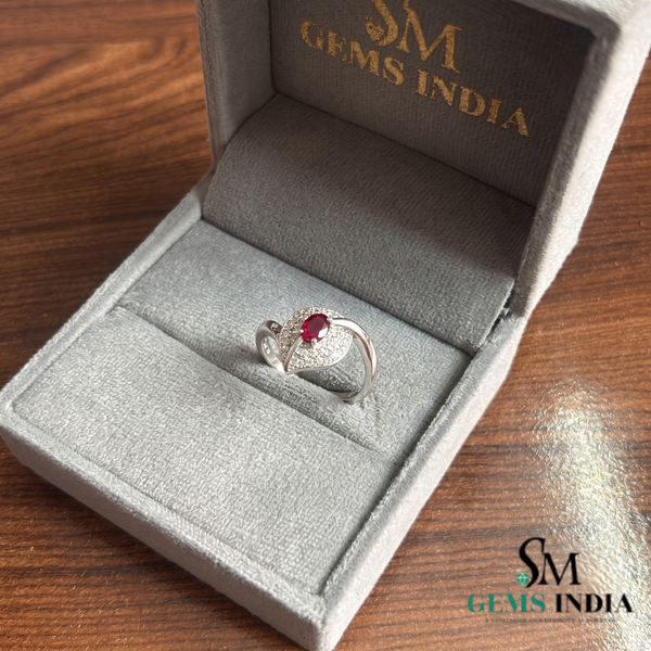 Natural Oval Ruby and Diamond Eye Ring - Unique Gold Cocktail Ring
