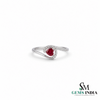 Heart Shaped Ruby & Diamond Open Ring - Romantic Promise Ring