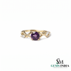 Natural Round Amethyst with Diamond Engagement Ring – February Birthstone Jewelry