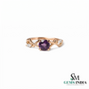 Natural Round Amethyst with Diamond Engagement Ring – February Birthstone Jewelry