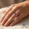 Trillion Cut Amethyst Halo Ring - Delicate Purple Gemstone Promise Ring