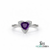 Trillion Cut Amethyst Halo Ring - Delicate Purple Gemstone Promise Ring
