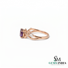 Natural Round Amethyst with Diamond Engagement Ring – February Birthstone Jewelry