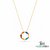Rainbow Marquise Cut Gemstone Circle Pendant with Diamond Accents - Gift for Women