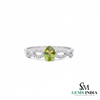 Natural Oval Peridot Infinity Twist Ring with Diamond Accent - Gift for her