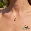 Rainbow Princess Cut Gemstone Square Pendant with Diamond Accents - Colorful Fine Jewelry