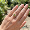 Natural Cushion Cut Peridot Halo Ring with Diamond Split Shank