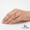Oval Peridot Halo Engagement Ring with Diamond Accent - Timeless Fine Jewelry