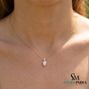 Pear Opal Solitaire Pendant with Diamond Accent - Elegant Teardrop Opal Jewelry
