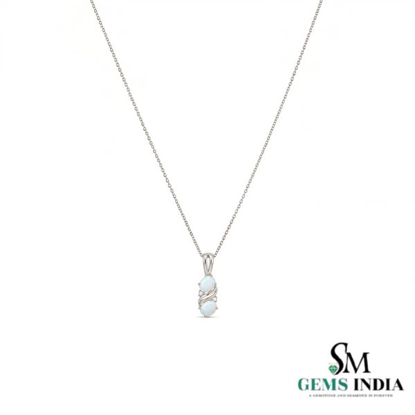 Twin Opal with Diamond Accents Twist Pendant – Elegant Natural Opal Jewelry